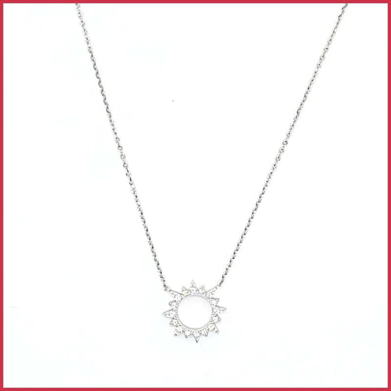 Sterling Pavé Sunburst Necklace - Leila Jewels