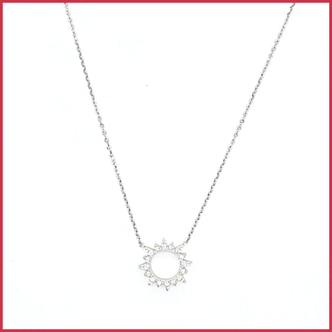 Sterling Pavé Sunburst Necklace - Leila Jewels