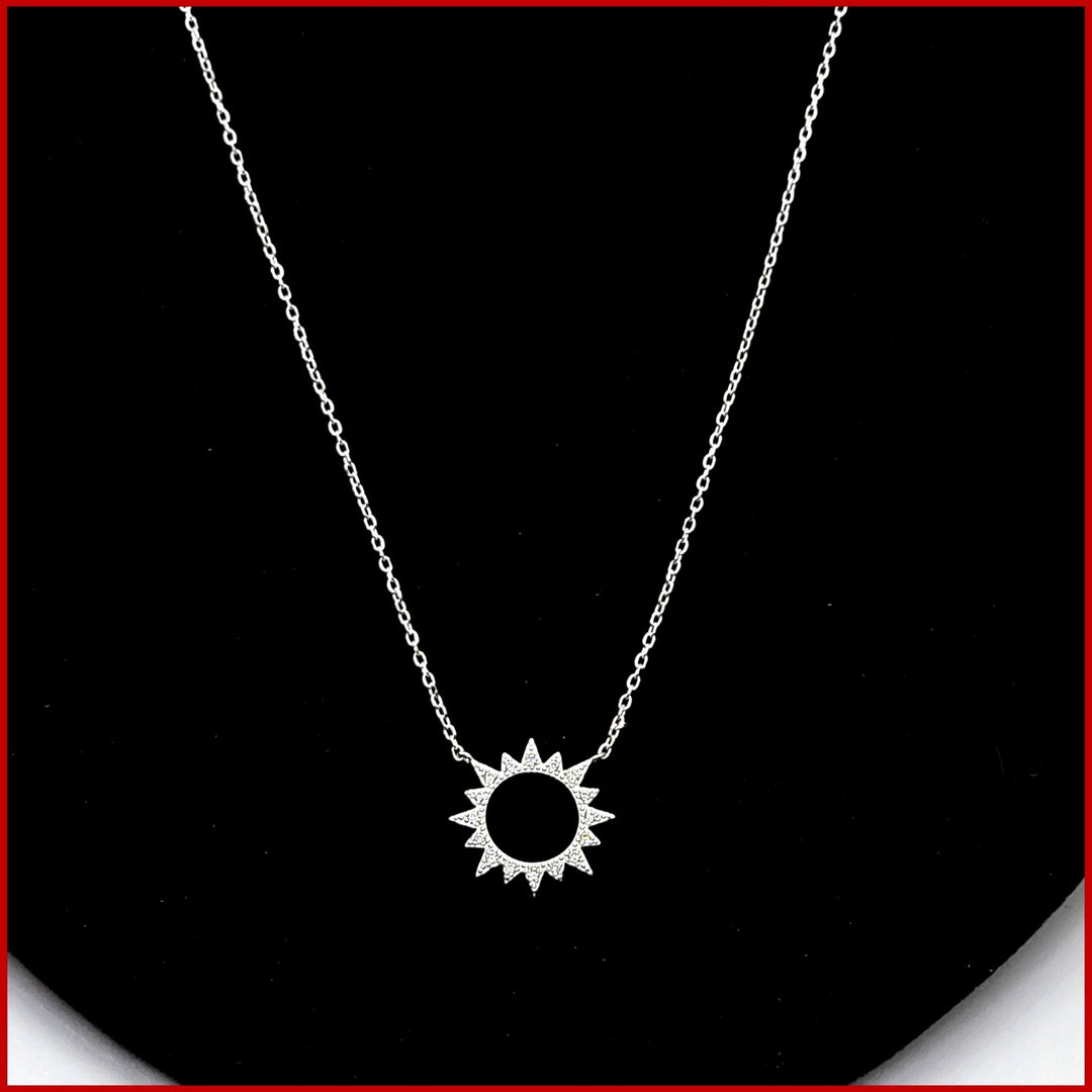 Sterling Pavé Sunburst Necklace - Leila Jewels