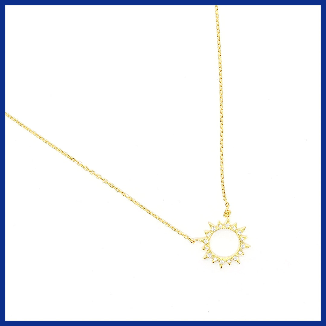 Sterling Pavé Sunburst Necklace - Leila Jewels