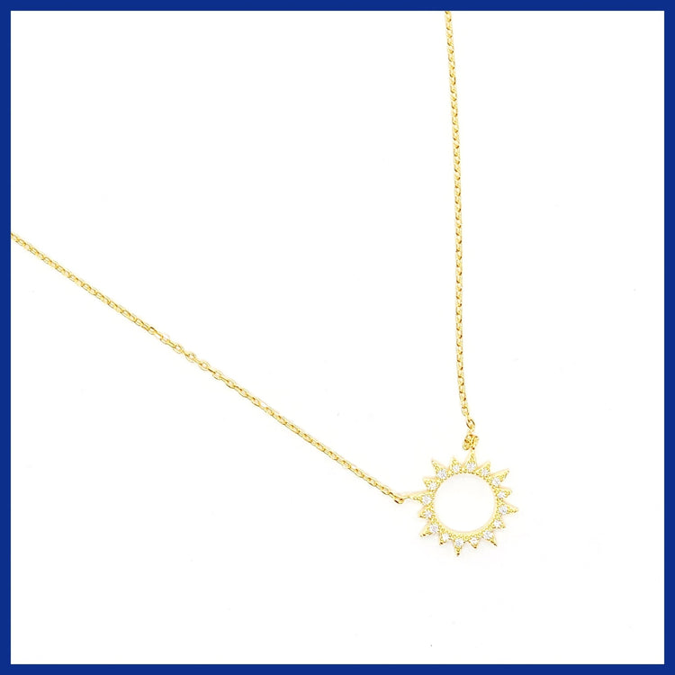 Sterling Pavé Sunburst Necklace - Leila Jewels