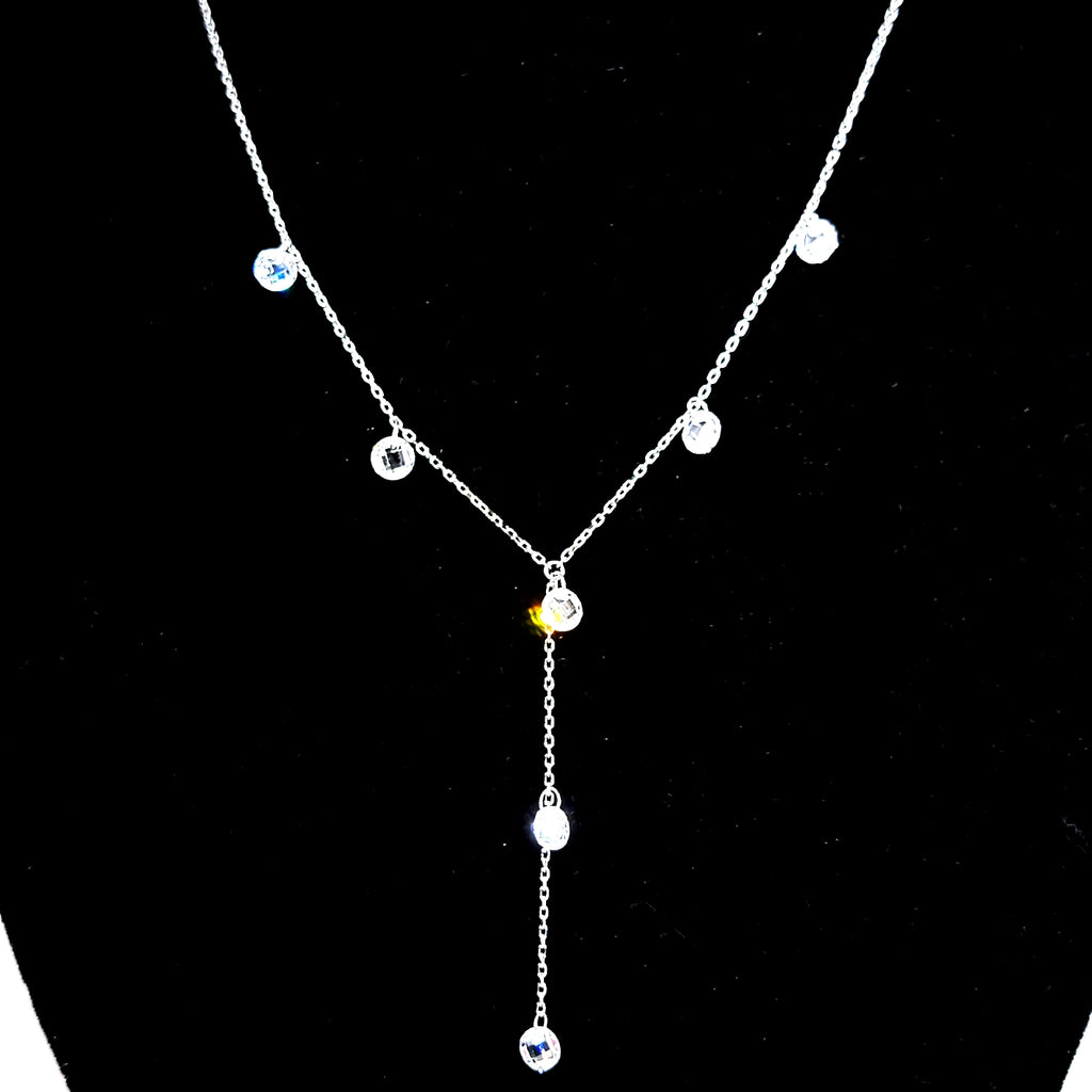 Sterling Zirconia Droplet "Y" Necklace - Leila Jewels