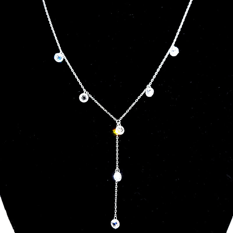 Sterling Zirconia Droplet "Y" Necklace - Leila Jewels