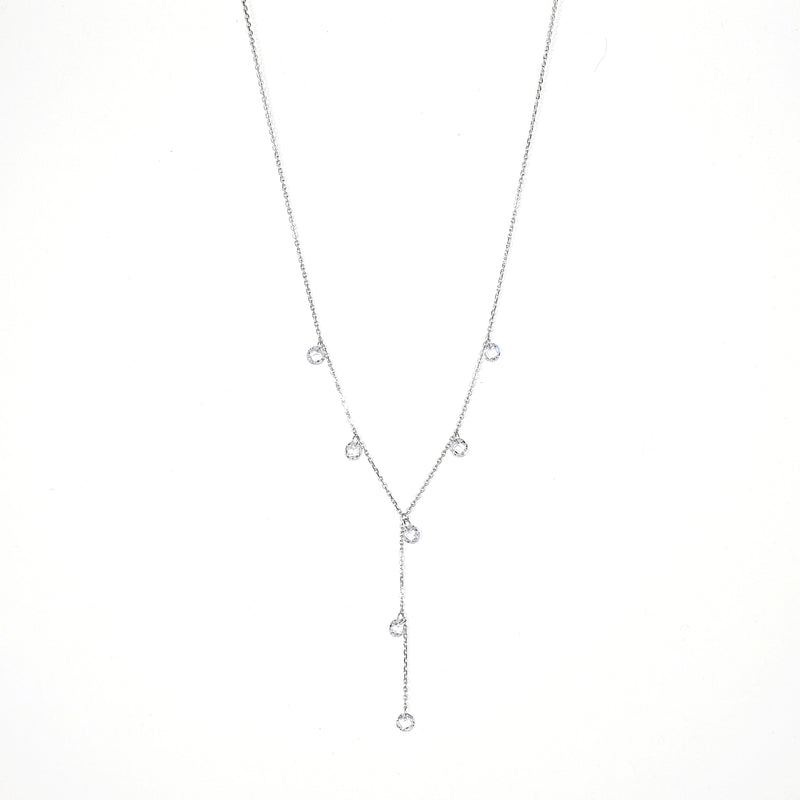 Sterling Zirconia Droplet "Y" Necklace - Leila Jewels