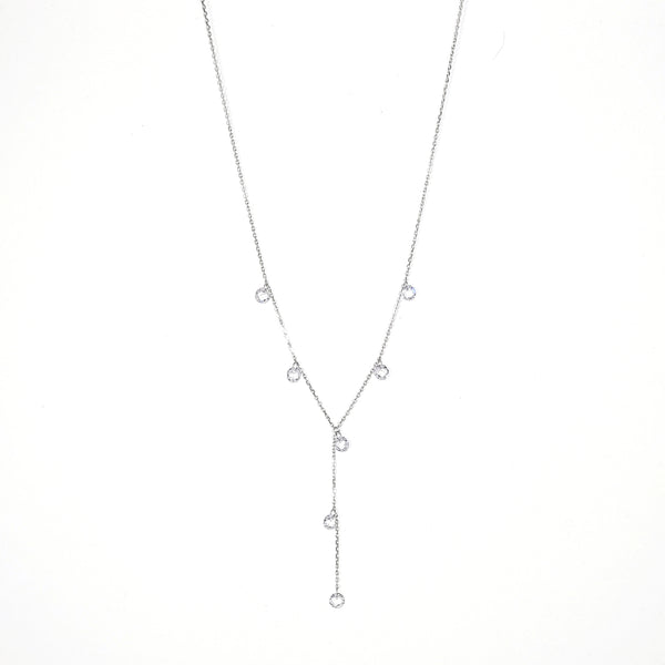 Sterling Zirconia Droplet "Y" Necklace - Leila Jewels