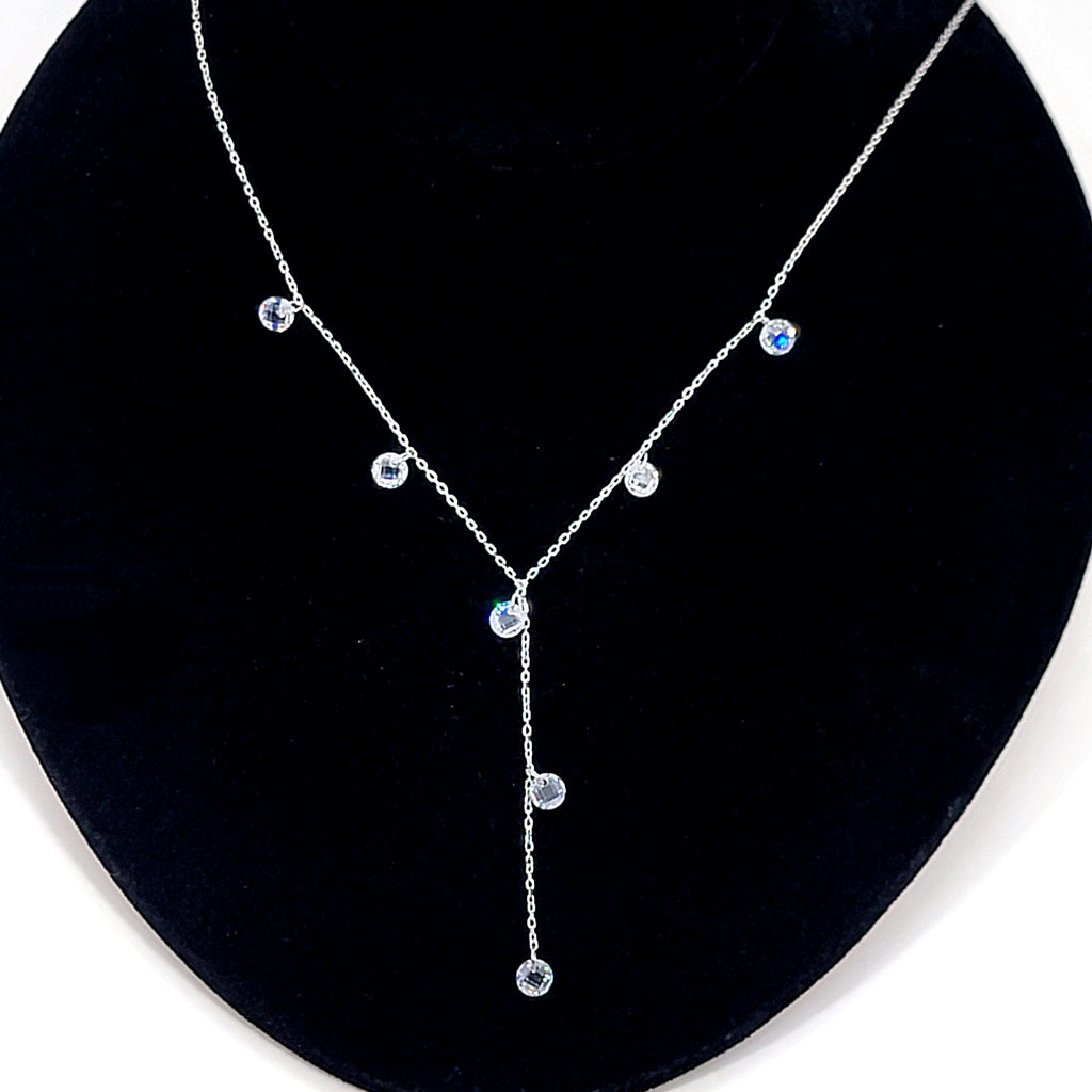 Sterling Zirconia Droplet "Y" Necklace - Leila Jewels