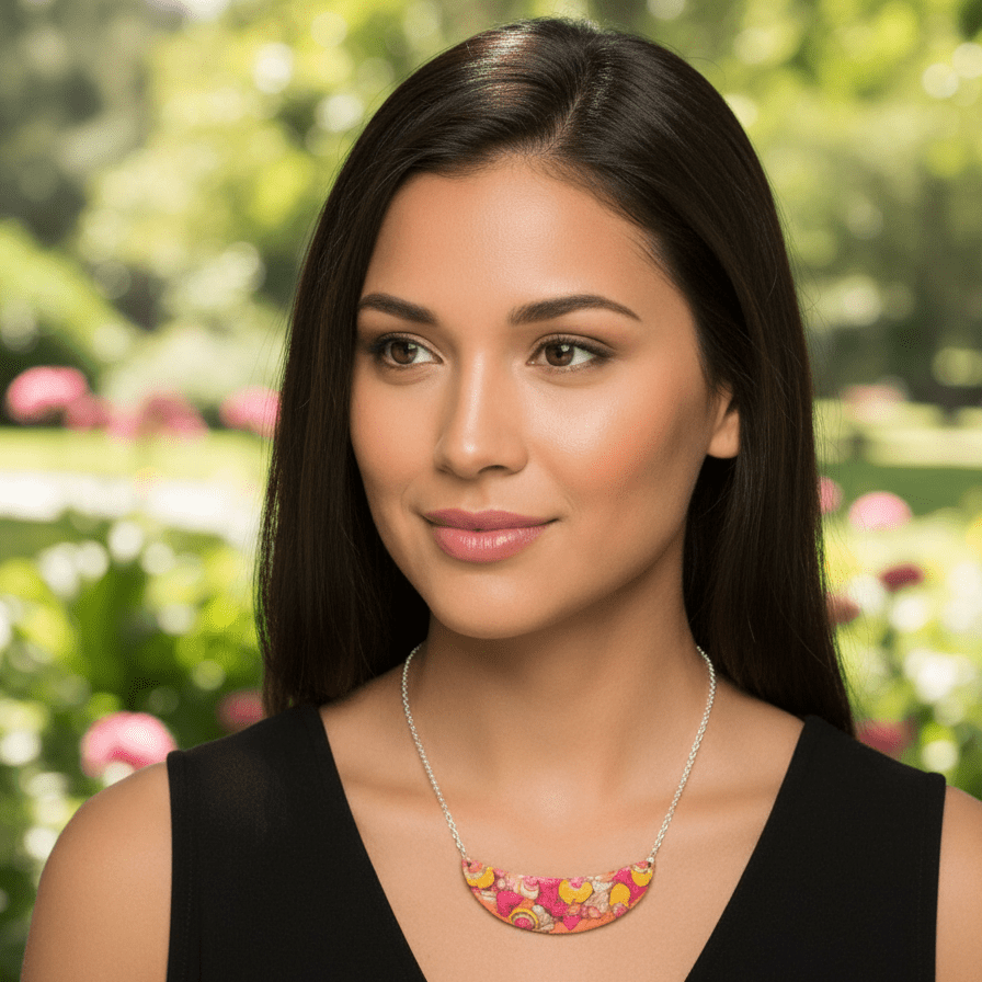 Alcohol Ink Crescent Necklace - Leila Jewels