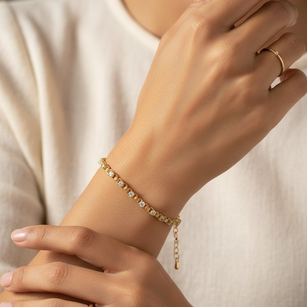 Slim Crystal Chain Bracelet