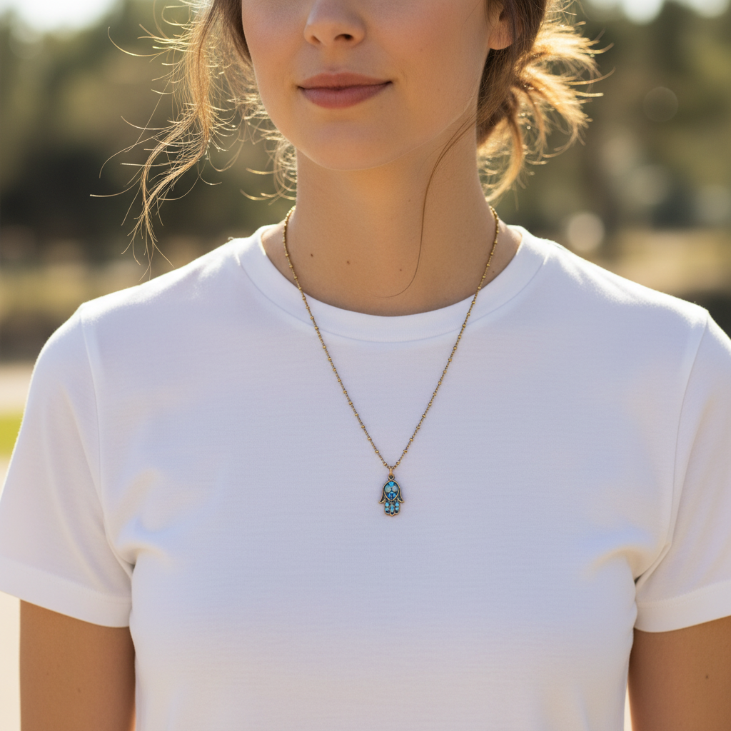 Crystal Hamsa Necklace