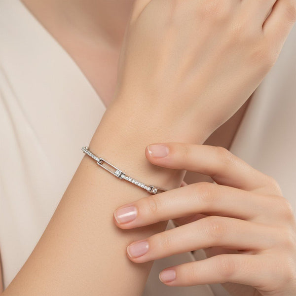 Sterling Pavé Links Bracelet - Leila Jewels