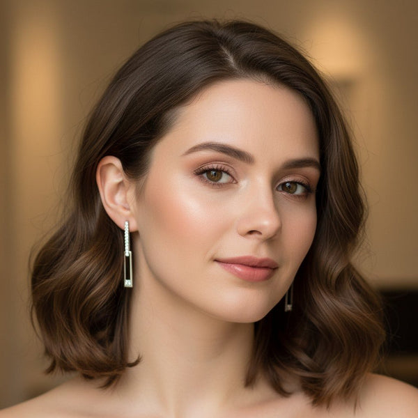 Sterling Pavé Links Earrings - Leila Jewels