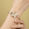 Pavé Flower Open Cuff - Leila Jewels