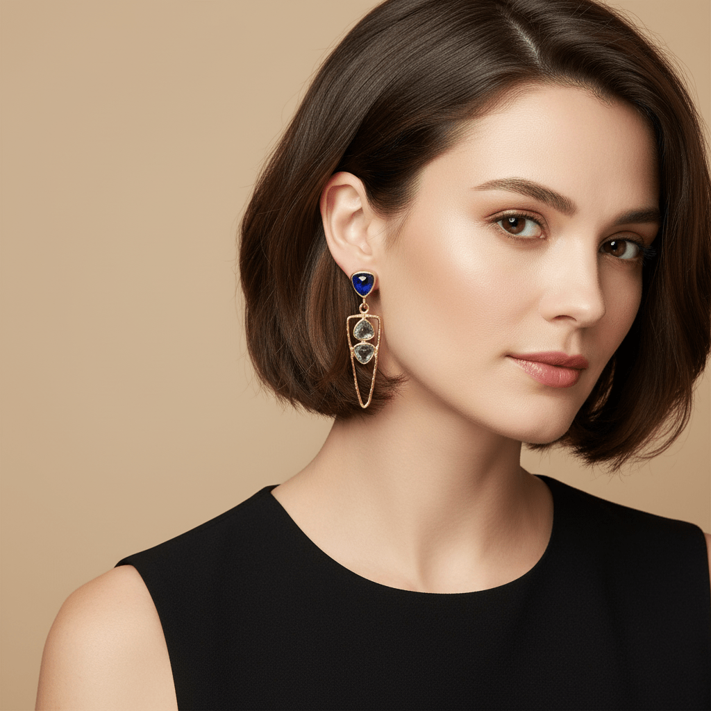 Three Crystal Earrings - Leila Jewels