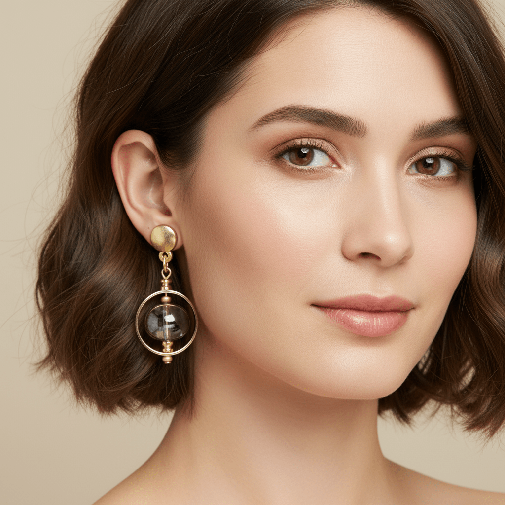 Gold "Immortal" Glass Bead Earrings - Leila Jewels
