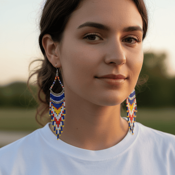 Colorful Beaded Chandelier Earrings - Leila Jewels