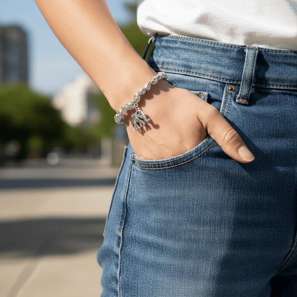 Silver Nugget Charm Bracelet - Leila Jewels
