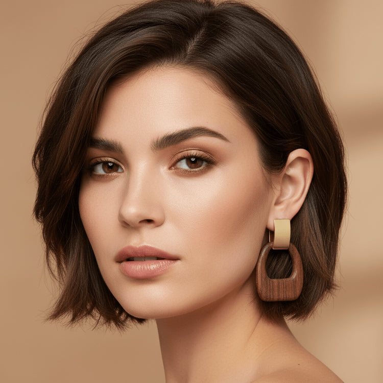 Wood Statement Earrings - Leila Jewels