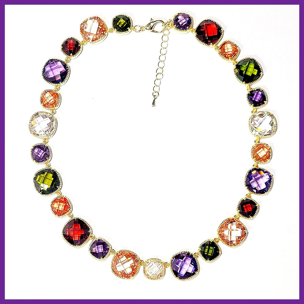 Multicolor Stones Collier Necklace - Leila Jewels