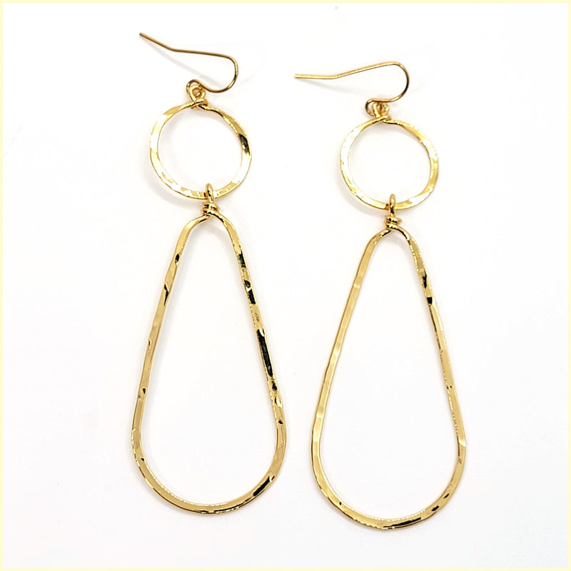 Hammered Long Geometric Earrings - Leila Jewels