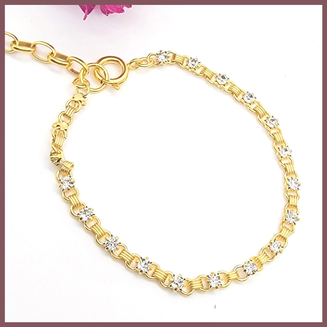 Slim Crystal Chain Bracelet - Leila Jewels