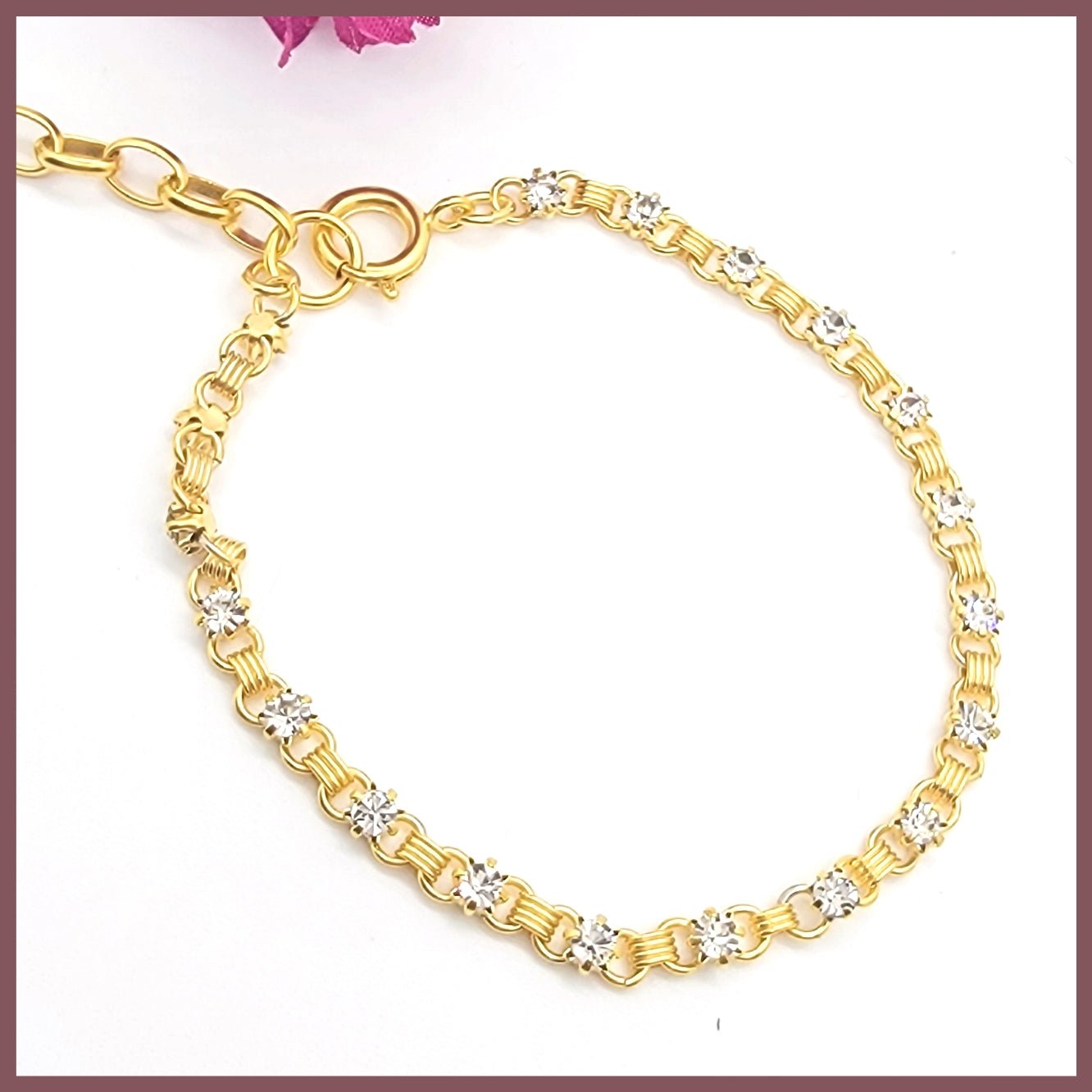 Slim Crystal Chain Bracelet - Leila Jewels