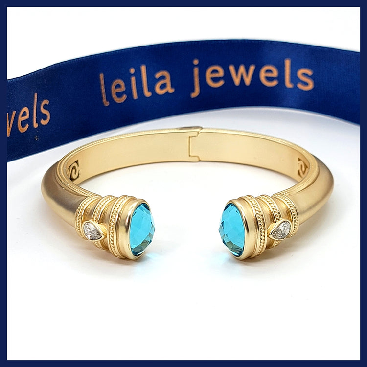 Crystal Cap Cuff Bracelet - Leila Jewels