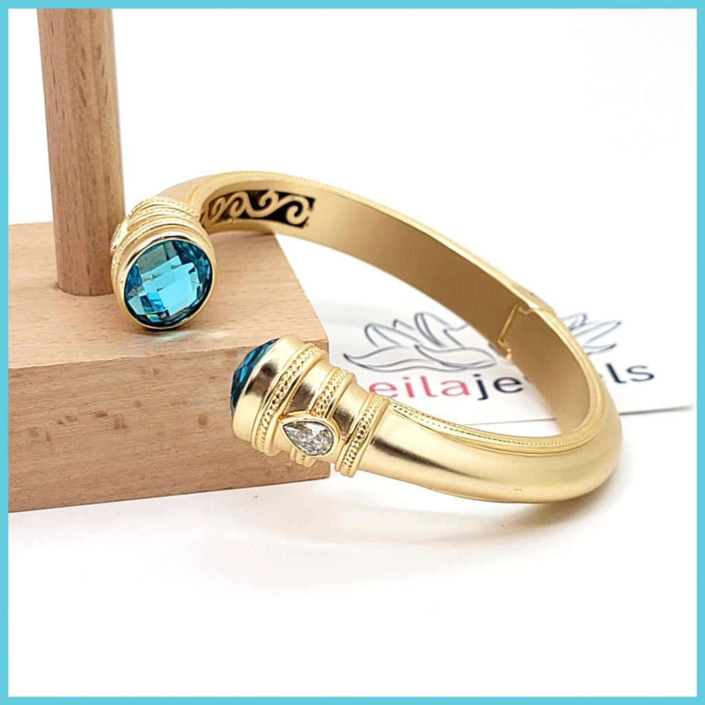 Crystal Cap Cuff Bracelet - Leila Jewels