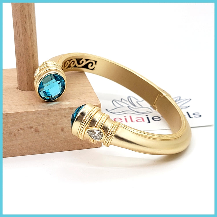 Crystal Cap Cuff Bracelet - Leila Jewels