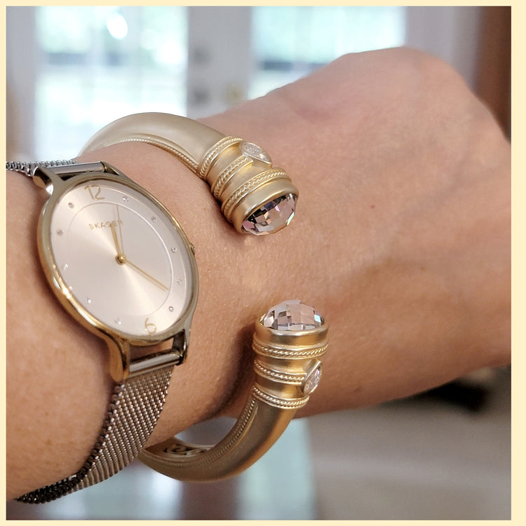 Crystal Cap Cuff Bracelet - Leila Jewels
