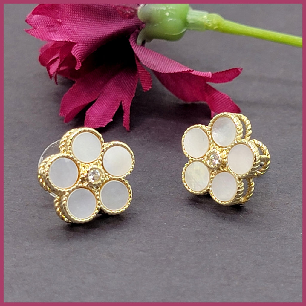 Mother - of - Pearl Daisy Earrings - Leila Jewels