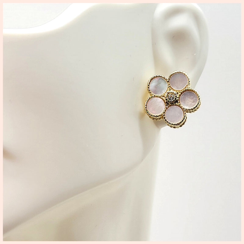 Mother - of - Pearl Daisy Earrings - Leila Jewels