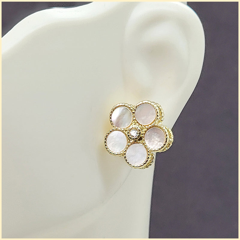 Mother - of - Pearl Daisy Earrings - Leila Jewels