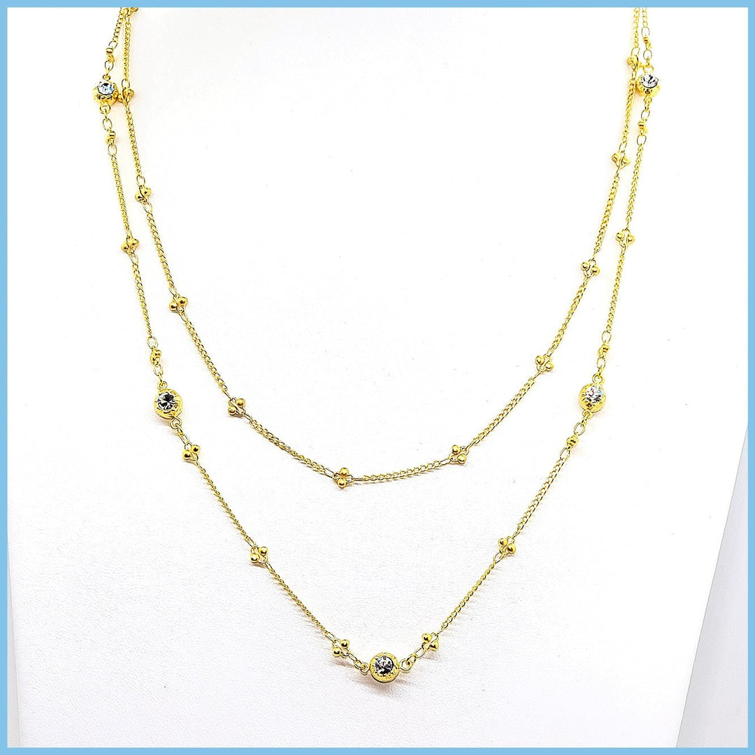 Double Crystal Chain Necklace - Leila Jewels