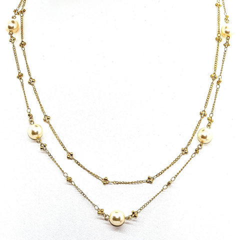 Double Chain Pearl Necklace - Leila Jewels