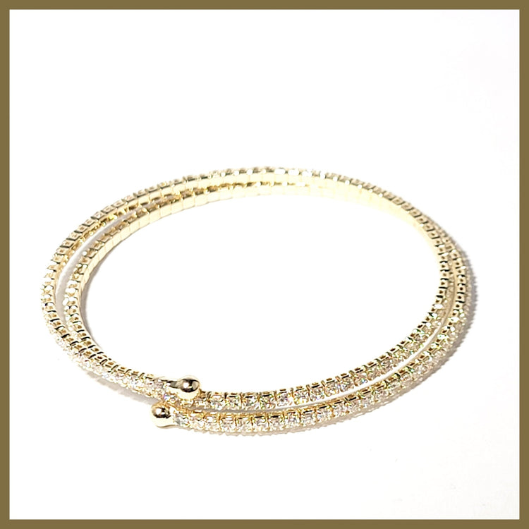 Skinny Double Coil Pavé Bracelet - Leila Jewels