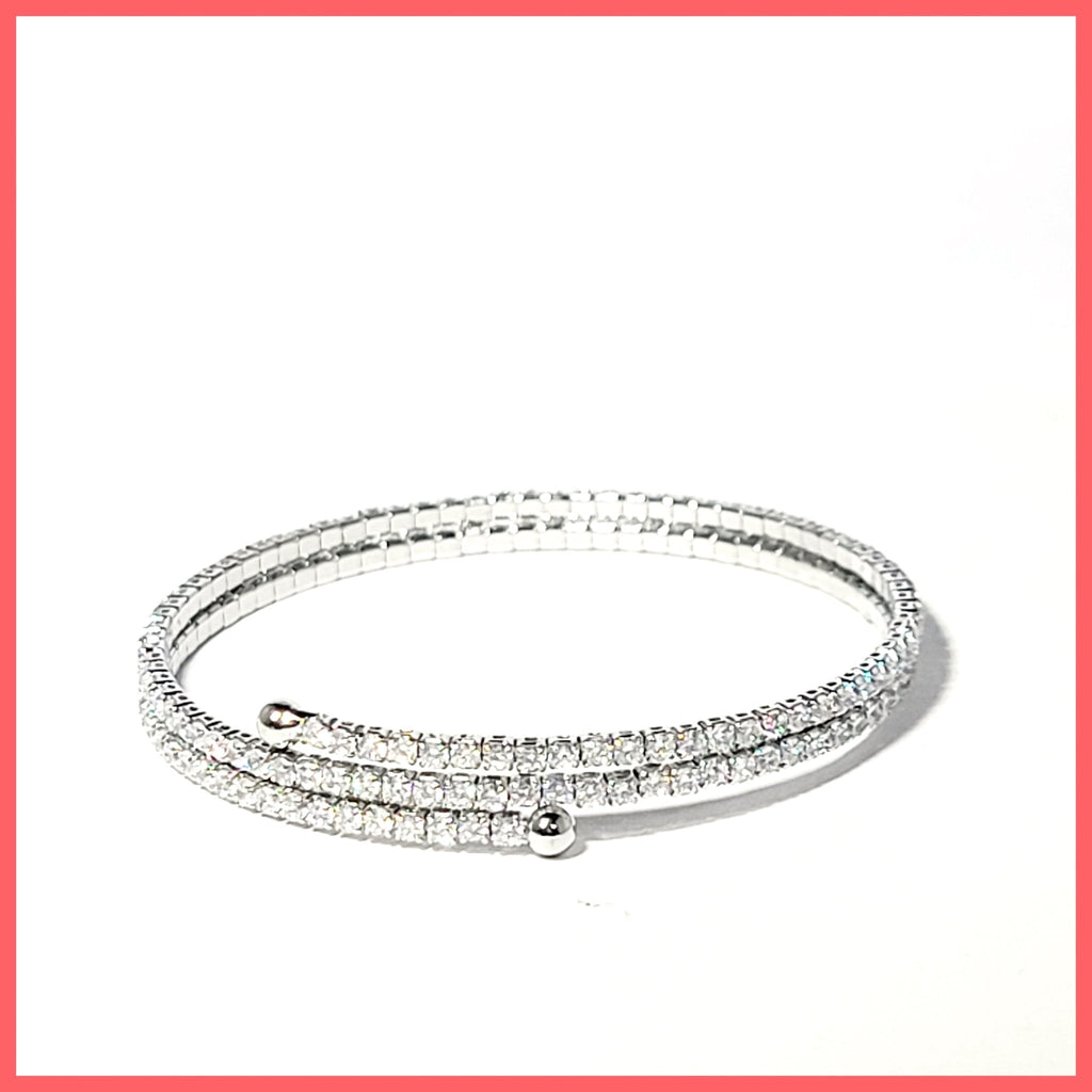 Skinny Double Coil Pavé Bracelet - Leila Jewels