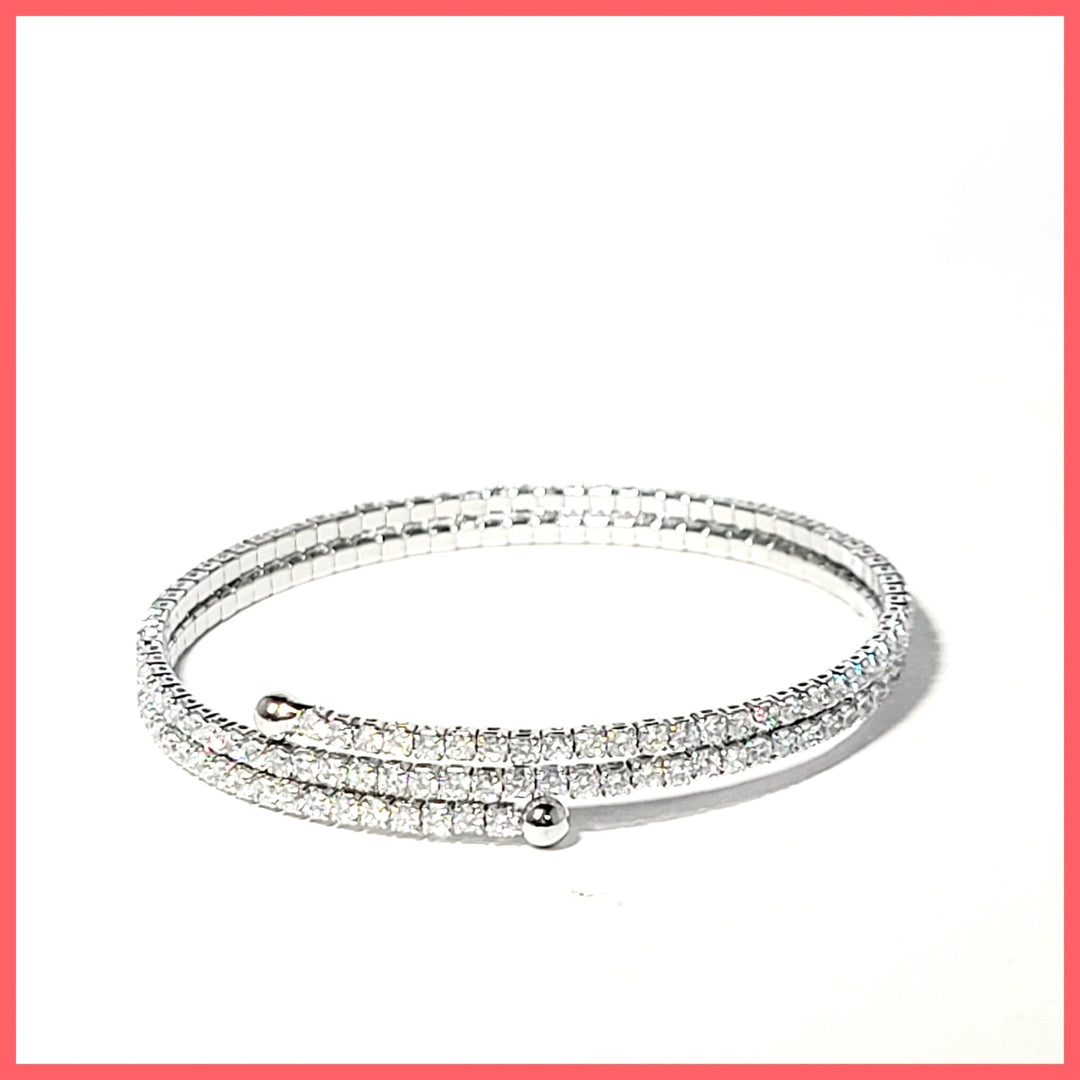 Skinny Double Coil Pavé Bracelet - Leila Jewels