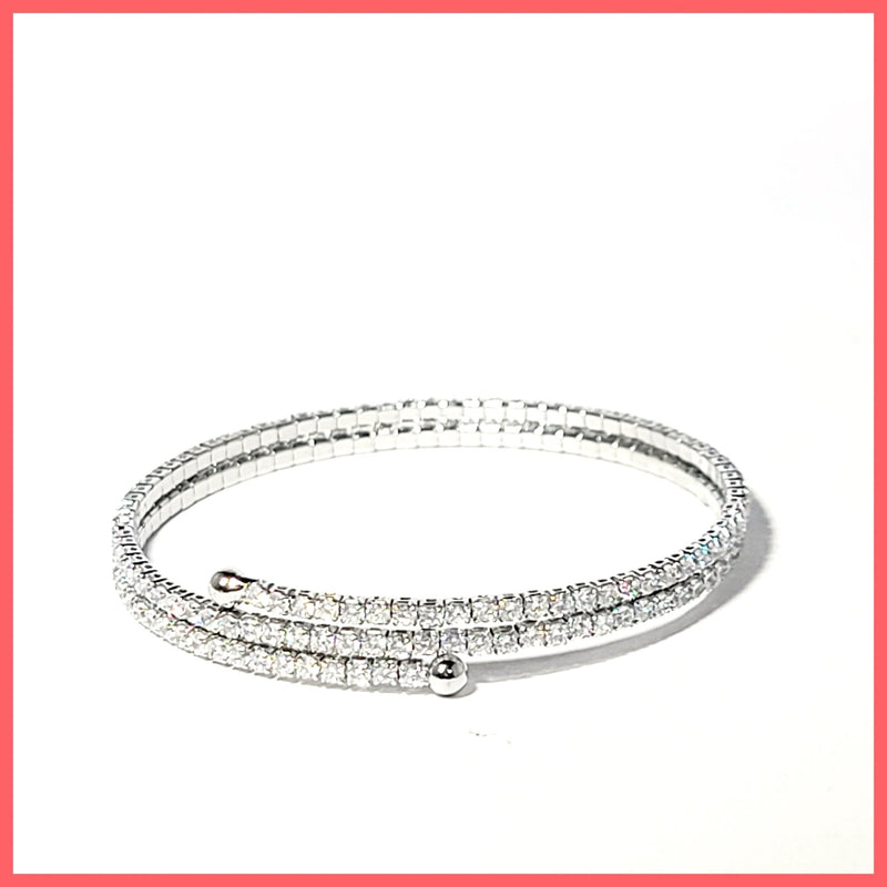 Skinny Double Coil Pavé Bracelet - Leila Jewels