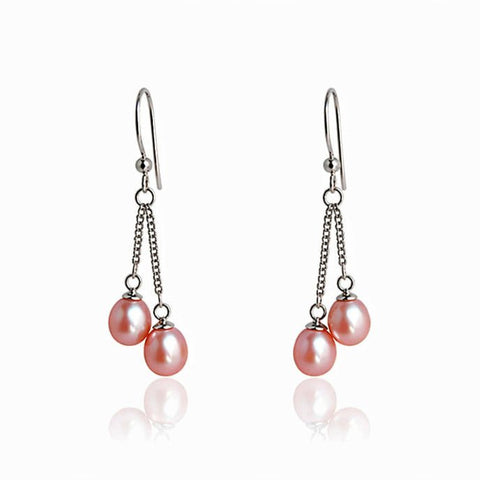 Double Pearl Dangle Earrings - Leila Jewels