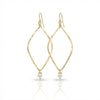 Hammered Long Open Diamond Earrings with Pearl Drop - Leila Jewels