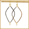 Hammered Long Open Diamond Earrings with Pearl Drop - Leila Jewels