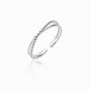 Sterling Silver Dual Row "X" Crossover Adjustable Ring - Leila Jewels