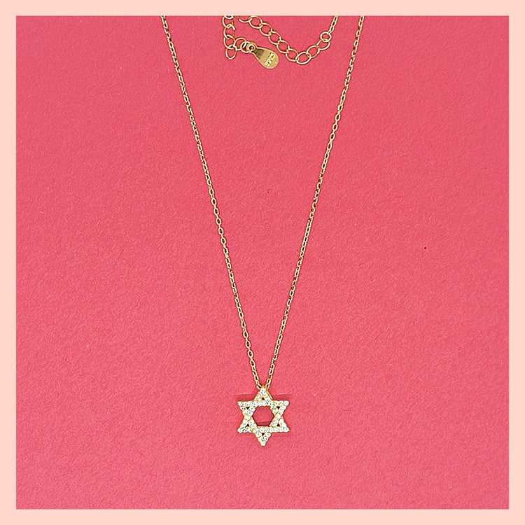 Pavé Star of David Necklace - Leila Jewels