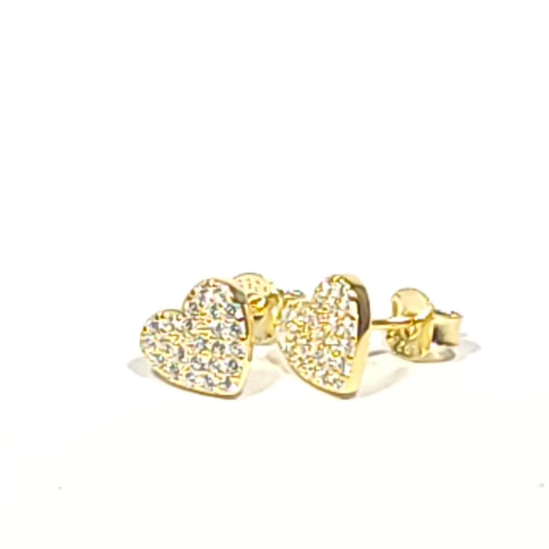 Pavé Heart Stud Earrings - Leila Jewels