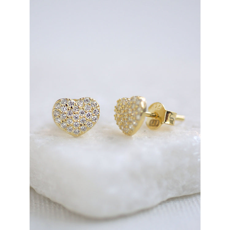 Pavé Heart Stud Earrings - Leila Jewels