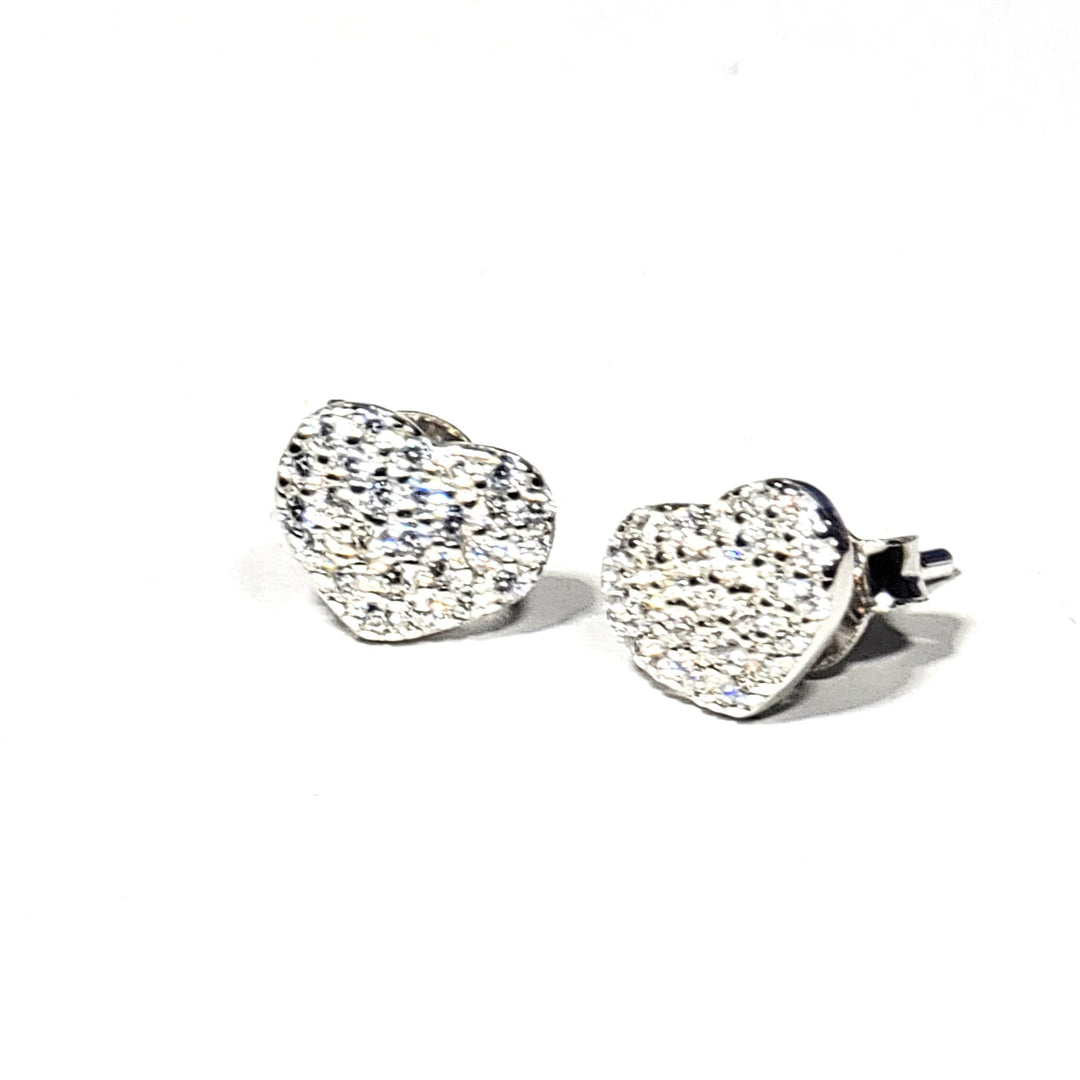 Pavé Heart Stud Earrings - Leila Jewels