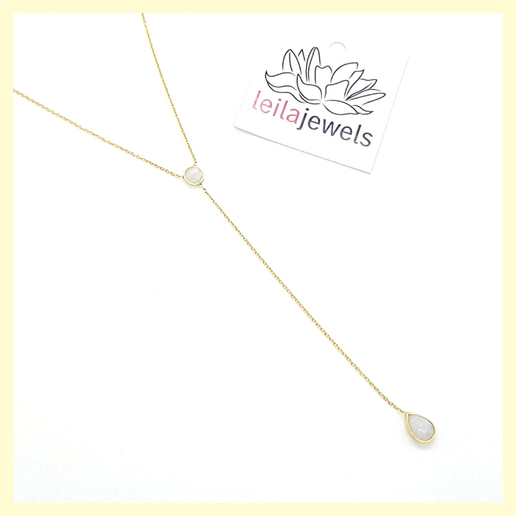 Moonstone "Y" Necklace - Leila Jewels