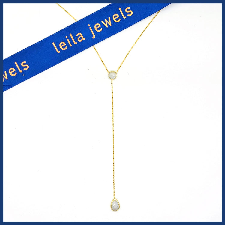 Moonstone "Y" Necklace - Leila Jewels