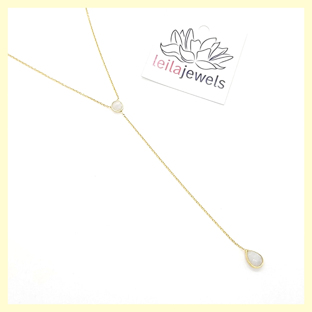 Moonstone "Y" Necklace - Leila Jewels