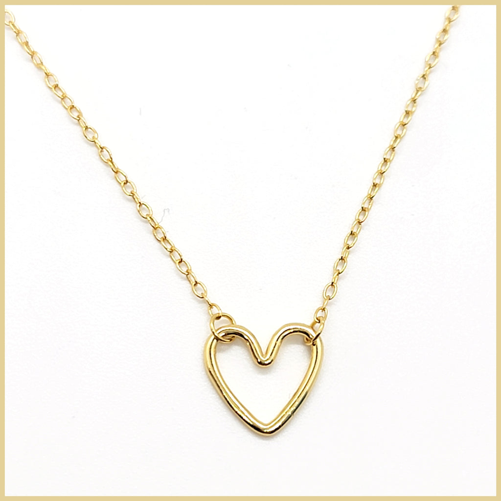 Gold Vermeil Floating Heart Necklace - Leila Jewels